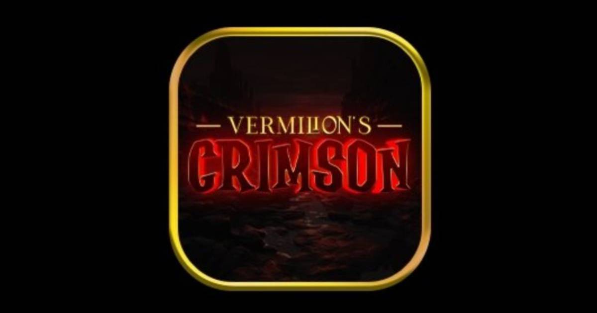 Main banner showing the Vermillion Crimson brand in a red casino-style environment